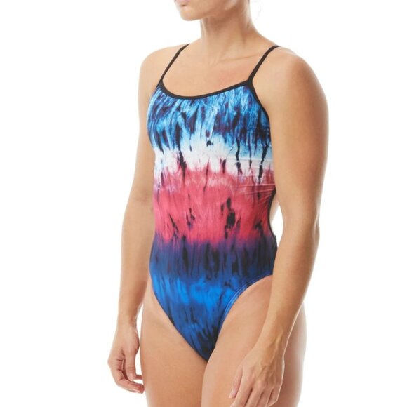TYR Diffusion Trinity Fit One Piece Swimsuit women’s XXL (40) Red White & Blue - Picture 1 of 4